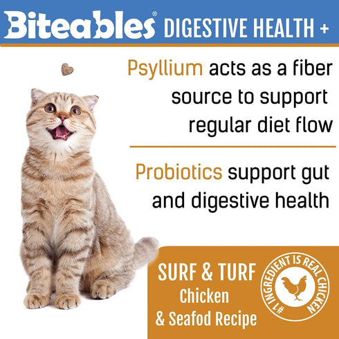 Get Naked Biteables Natural Soft Treats for Cats, Digestive Health Plus, Surf & Turf Recipe, 3 oz, 1 Pouch...