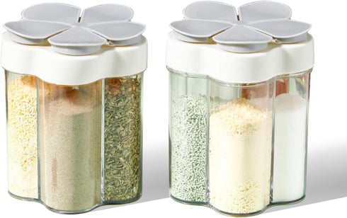 2pcs Travel Spice Container ?5 in 1Portable Camping Seasoning Shaker?Clear Plastic Condiment Bottle for Travel?Camper, Hiking, BBQ, Picnicn....