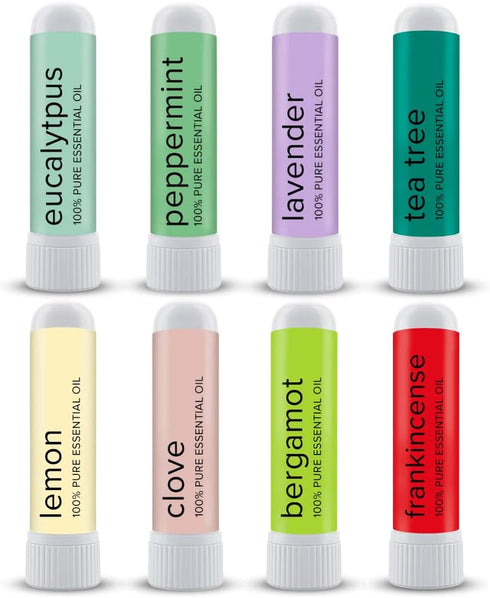 MOX? Nasal Inhalers Bundle, 8 Essential Oils, 100% Pure and Undiluted, Therapeutic Grade, No-Mess Portable Aromatherapy, includes Eucalyptus, Pepp...