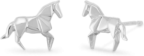 Boma Jewelry Sterling Silver Origami Horse Stud Earrings...