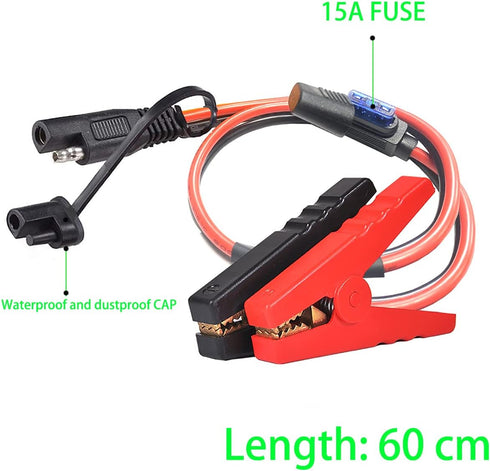 10AWG Battery Alligator Clips,SAE Quick Release Adapter to Alligator Clips with 2FT,SAE Clip Connectors Extension Charging Cable for Cars Motorcyc...