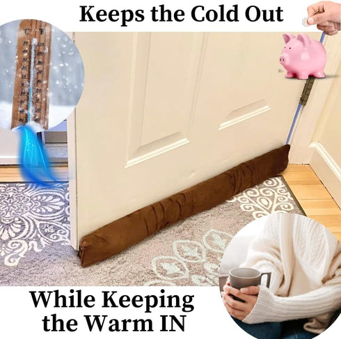 Evelots Cold, Hot Air Door Draft Stopper - Strong Metal Clips - Block Cold Air, Noise, Dust - Warm & Quieter Home- No Need to Bend Down- 36 Inch W...