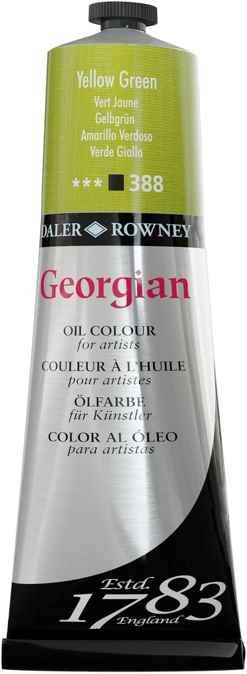 Daler Rowney Georgian Oil Paint Yellow Green 225ml Tube - Art Paints for Canvas Paper and More - Oil Painting Supplies for Artists and Students - ...