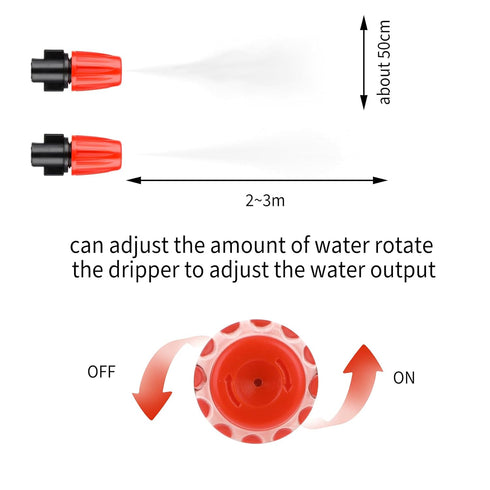 20pcs Micro Spray Adjustable Flow Irrigation Drippers 1/4 Inch Garden/Roof Cooling Atomizing Plastic Nozzle Irrigation Mister Heads with 3 Tee Irr...