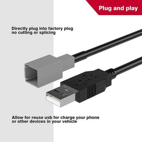 RED WOLF Car Radio Stereo Retain OE Factory USB Port Retention Harness Wiring Cable Adapter for Toyota 2012-2018, Lexus 2013-2015, Subaru 2013-201...