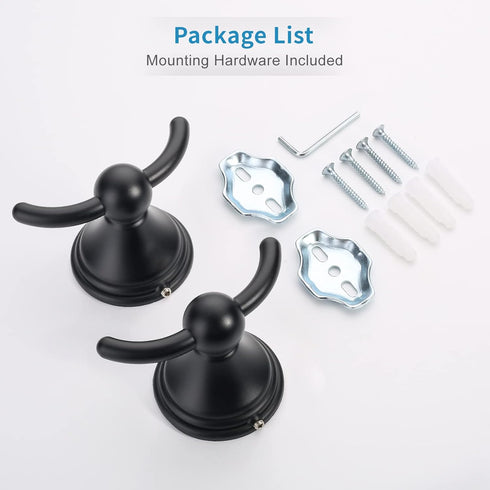FILTA Towel Hooks for Bathrooms Wall Mounted, Black Towel Hooks, Robe & Towel Hooks, Bathroom Towel Hooks for Wall, Towel Hangers for Bathroom Wal...