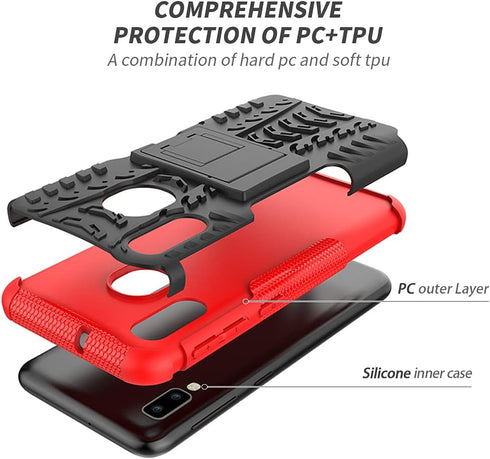 Yiakeng Samsung Galaxy A10E Case, Samsung A10E Case, Shockproof Slim Protective with Kickstand Hard Phone Cover for Samsung Galaxy A10E (Red)...