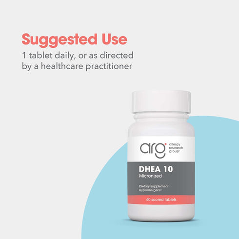 Allergy Research Group DHEA for Men & Women - Micronized, Dehydroepiandrosterone, Metabolism Support, Low Dose DHEA, 10mg Supplement, Soy-Free, Ve...