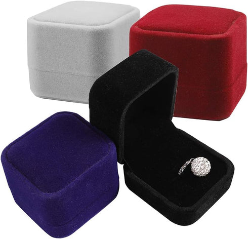 LamQee Engagement Ring Box Velvet Earrings Studs Ring Case Jewelry Display Storage Box Gift Box for Proposal Engagement Birthday Wedding Anniversa...