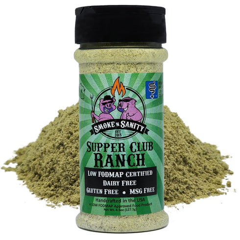 Smoke n Sanity Supper Club Ranch Seasoning- Monash Certified Low FODMAP - Gluten Free - Certified Kosher - Dairy Free for Low FODMAP Foods (4.5 oz...