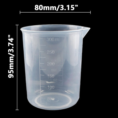250ml-300ml Plastic Graduated Beaker (3 Pack), Transparent PP Measuring Cup Mixing Cup for Kitchen Lab...