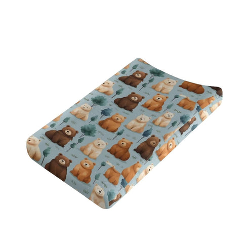 Cute Bear Changing Pad Cover Baby Diaper Changing Mat Cover Sheets for Newborn Boys Girls Woodland Animals Soft Breathable Nursery Changing Table ...