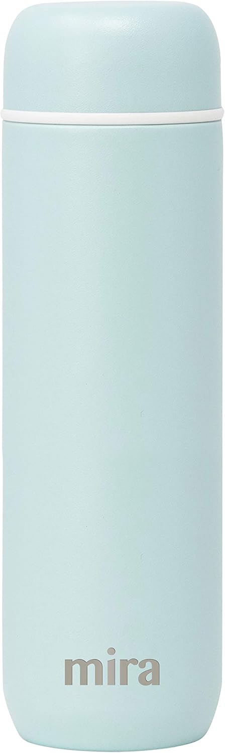 10 oz Slim Thermos Flask - Leak-Proof Insulated Water Bottle - Perfect Compact Size - Pearl Blue...