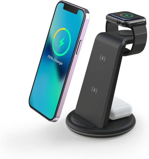 3 in 1 Wireless Charger for iPhone, Fast Charger Stand Dock for Multiple Devices, Wireless Charging Station for iPhone 15/14/13/12/SE/X/XR/XS, iWa...