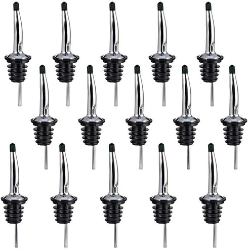 Swpeet 15 Pcs Stainless Steel Liquor Bottle Speed Pourers Tapered Spout with Rubber Dust Caps Perfect for Pubs, Clubs, Restaurants, Bars, Coffee S...