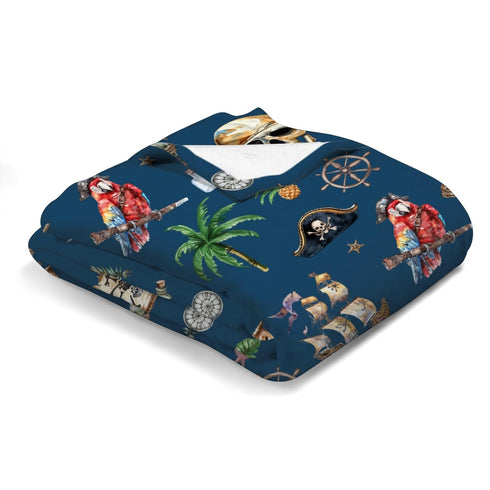 Ocean Pirate Ship Skull Parrot Palm Trees Baby Blanket for Boys Fun Boy's Nautical Nursery Receiving Blankets Soft Flannel Swaddle Blanket Newborn...