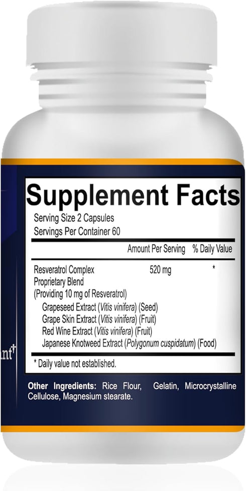 Resveratrol Complex Potent Antioxidants, 120 Capsules, 60 Days...
