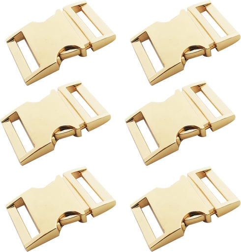 Bytiyar Buckle 6 pcs 3/4 inch(20mm) Quick Side Release Clips Metal Buckles for Straps Webbing Paracord Bracelet Dog Collar Backpack Belt, Light Go...