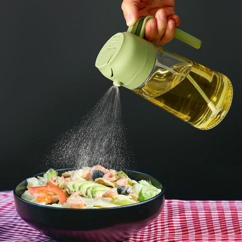 Oil Sprayer for Cooking,2 in 1 Glass Olive Oil Sprayer and Oil Dispenser14.5oz/430ml Oil Spray Bottle (Green)...