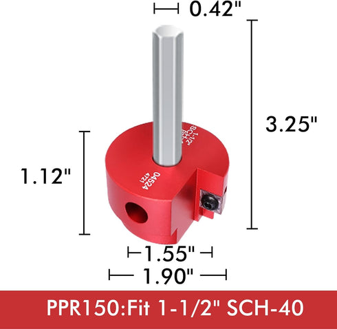 PVC Fitting Saver with 1-½-Inch Head Aluminum, PVC Pipe Reamer, PVC Socket Saver with 3/8" Hex Shaft, For Water Lines, Drain Lines, Vent Lines...