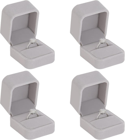 LETURE 4 Pieces Velvet Ring Gift Boxes Set, Earring Pendant Jewelry Case, Jewellry Display Box for Wedding, Engagement,Proposal, Birthday and Anni...