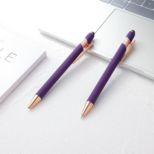 12 PCS 2 in 1 Stylus Ballpoint Pens Pen with Stylus Tips, 1.0 mm Black Ink Metal Pen Stylus Pens for Touch Screens,12 Pens and 12 Refills(Rose gol...