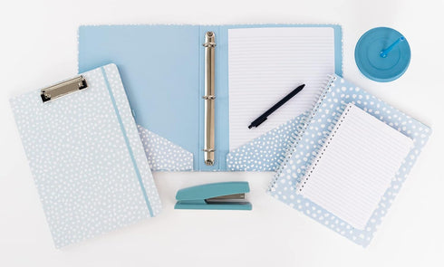 Steel Mill & Co Cute Decorative Hardcover 3 Ring Binder for Letter Size Paper, 1 Inch Round Rings, Binder Organizer for School/Office, Light Blue ...