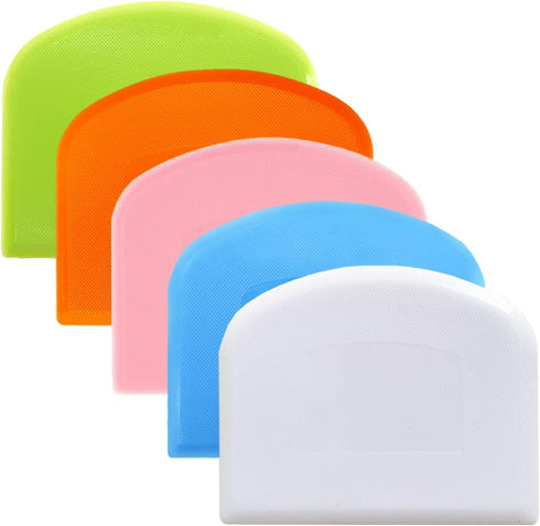 Dough Cutter Bench Scraper for Baking, 5 PCs BPA Free PE Plastic Flexible Bowl Scraper, Food-safe Plastic Dough Scraper for Bread Cake Dough Fonda...