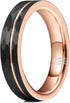 THREE KEYS JEWELRY 4mm Womens Charming Jewelry Tungsten Hammered with Rose Gold Interior & Stripe Wedding Carbide Ring Band for Women Engagement B...