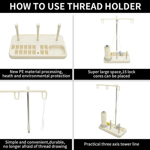 2 Pack Thread Holders,Thread Organizer for Embroidery and Sewing Machines,Thread Rack for 3 Spools of Thread, Embroidery Thread Spool Holder Suita...