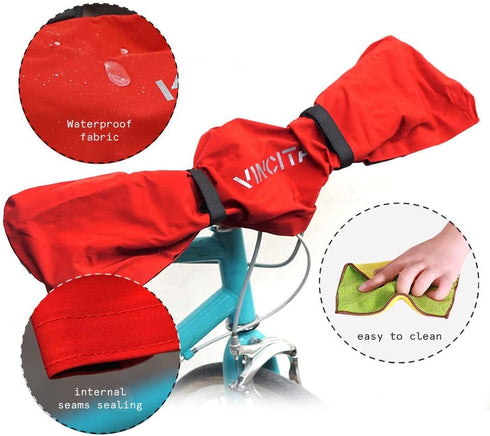 Vincita Water-Resistant Durable Handlebar Rain Cover Red Bike Cover for Mountain Bikes, Folding Bike, E-Bikes, Bikepacking Accessories (Red)...