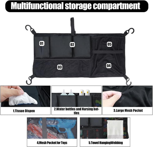 Stroller Wagon Cargo Net, Abnaok Wagon Accessories Organizer Compatible with WONDERFOLD W-Series Models, Large Capacity Mesh Cargo Storage Bag wit...