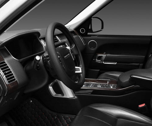 SEG Direct Car Steering Wheel Cover for F-150 Tundra Range Rover 15 1/2" - 16", Black Microfiber Leather...