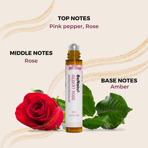 benatu Rose Roll On Perfume Oil for Women and Men, Alcohol Free Body Fragrance with Essential Oil, Travel Size Aromatherapy Concentrated Floral Ea...