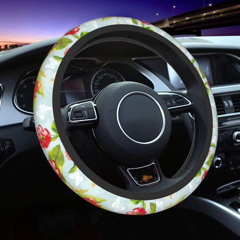 Flower Butterfly Steering Wheel Cover Women Girl Car Accessories Interior Universal 15 Inch Auto Anti-Slip Steering Wheel Protector for Truck SUV ...