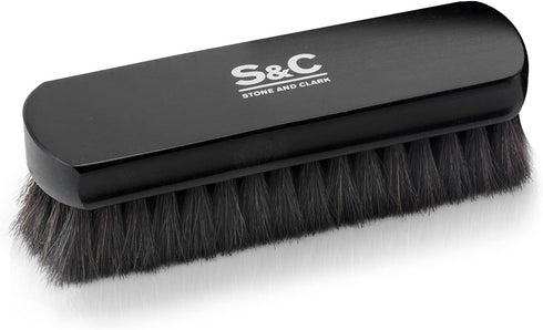 Premium Black Horse Hair Brush - Horse Hair Shoe Brushes for Polishing, Cleaning & Buffing Leather Shoes - Boot Brush with Soft Bristles, Comfy Gr...