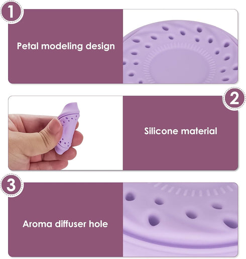 2 Pcs Silicone Car Vent Diffuser Aromatherapy, Car Diffuser Vent Clip, Car Air Outlet Aromatherapy Accessories with 20 Felt Pads (Black, Purple)...