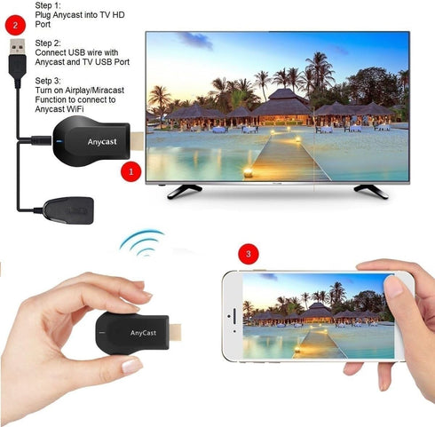 SmartSee Anycast HD Wireless Display Adapter WiFi 1080P Mobile Screen Mirroring Receiver Dongle for iPhone Mac iOS Android to TV Projector Support...