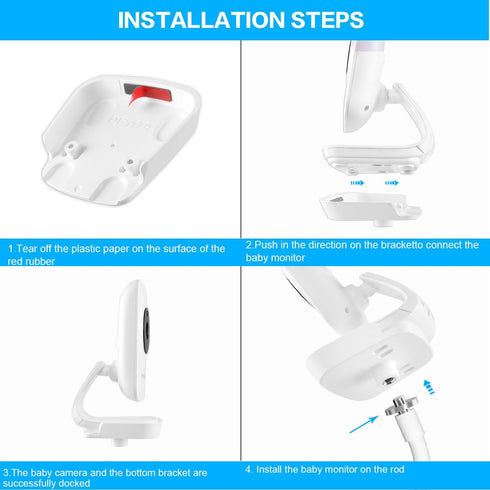 Baby Monitor Mount for HelloBaby HB50 Video Baby Monitor, Flexible Mount Baby Camera Monitor Holder Without Tools for Crib or Shelf, Long Goosenec...