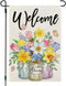 CROWNED BEAUTY Spring Garden Flag Floral Mason Jar 12x18 Inch Double Sided for Outside Small Burlap Seasonal Welcome Yard Flag...