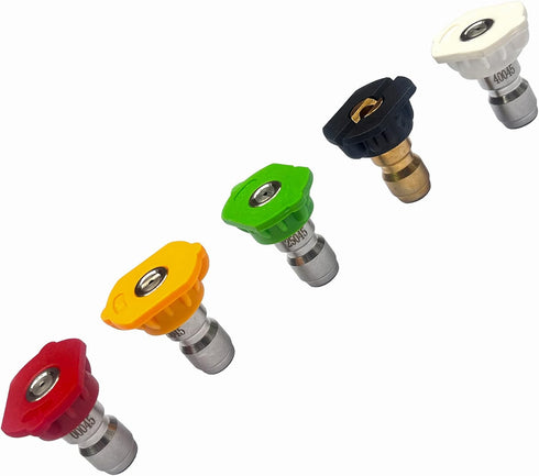 Universal Pressure Washer Nozzles, 1/4-Inch Quick Connect, Hot?85°?- or Cold-Water Use, power washer tips Set of 5 pcs (4.5 Orifice)...