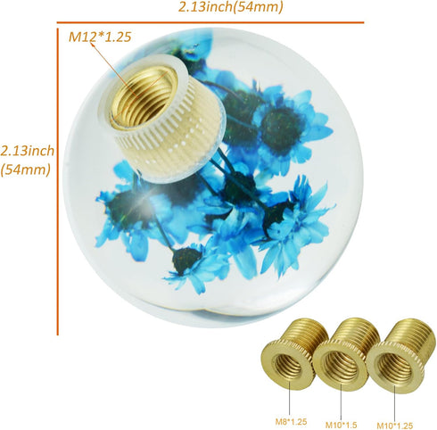 Arenbel Flower Crystal Ball Shape Gear Lever Shifter Grip Knobs Round Car Shift Stick Handle Fit Most Manual Auto Transmissions, Blue...