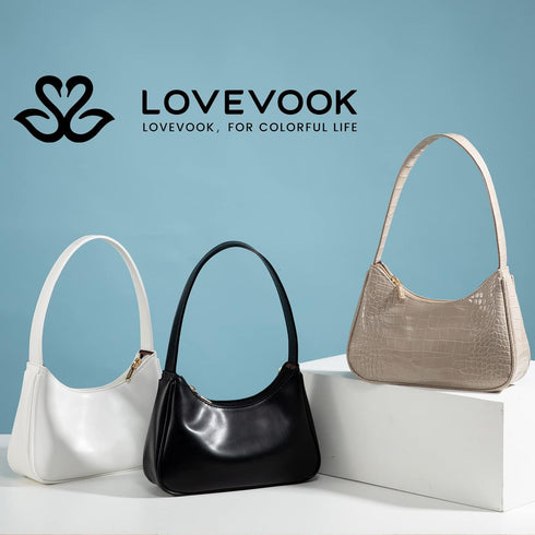 LOVEVOOK Shoulder Bag for Women, Small Purses Croc Pattern Clutch Purse Vegan Leather Little Purse Cute Mini Handbag...