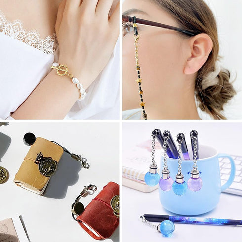Pandahall 2045Pcs Jewelry Findings Kit 4 Colors Crimp Beads Covers Wire Guardians Jump Rings Lobster Claw Clasp Bead Tips with Pliers Beading Wire...