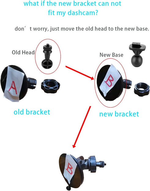 Dash Cam Mount Compatible with CHORTAU/OldShark/NIUTA/Apexcam dashcam, Suction Cup Mount Easy to Install and Use, Strong Suction Power Hight Durab...