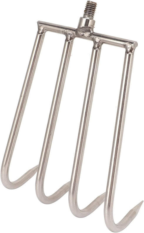 4 Teeth Hand Rake Aquatic Weed Rake Stainless Steel Stainless Steel 4 Teeth Hand Rake Portable Aquatic Weed Rake with 8Mm Threaded Interfa for Fis...
