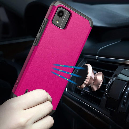 TJS Compatible for Nokia C110 N156DL Case, with Tempered Glass Screen Protector Dual Layer Hybrid Magnetic Support Shockproof Protection Cover Pho...