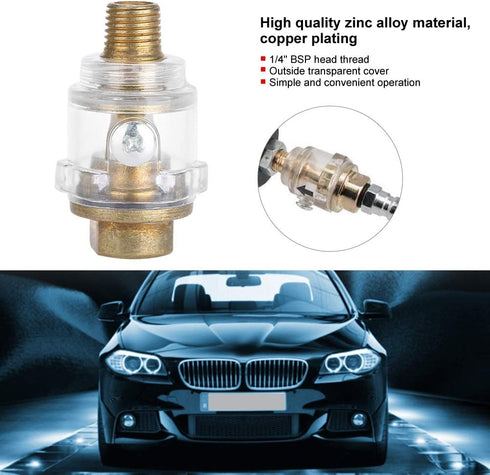 Oiler Lubricator, 1/4" BSP Mini In Line Air Tool Oil Lubricator, Oiler Compressor Pipe Automatic Lubrication for Pneumatic Tool Air Compressor Pip...
