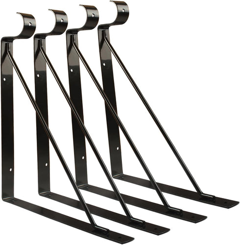 4 Packs of Heavy Duty Closet Shelf and Rod Bracket, Eau Black Closet Shelf Bracket with Rod Support Great for Both Shelf Storage and Closet Rod...