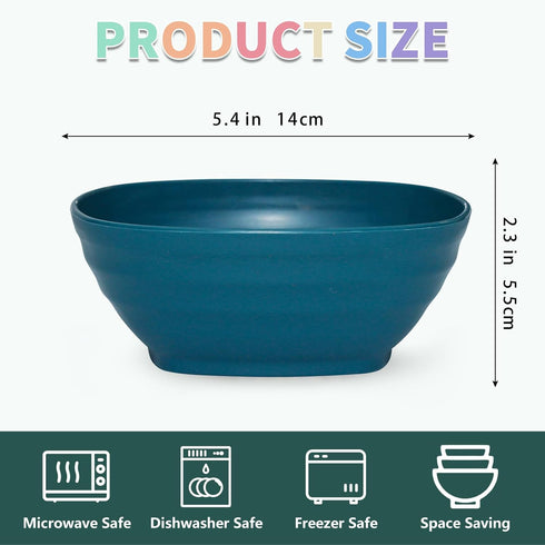 8 Pack 5.4 inch Square Plastic Snack Bowl Set, 20 Oz Unbreakable Wheat Straw Cereal Bowls, Lightweight Durable Salad bowls, Mini Prep Bowls for Ri...